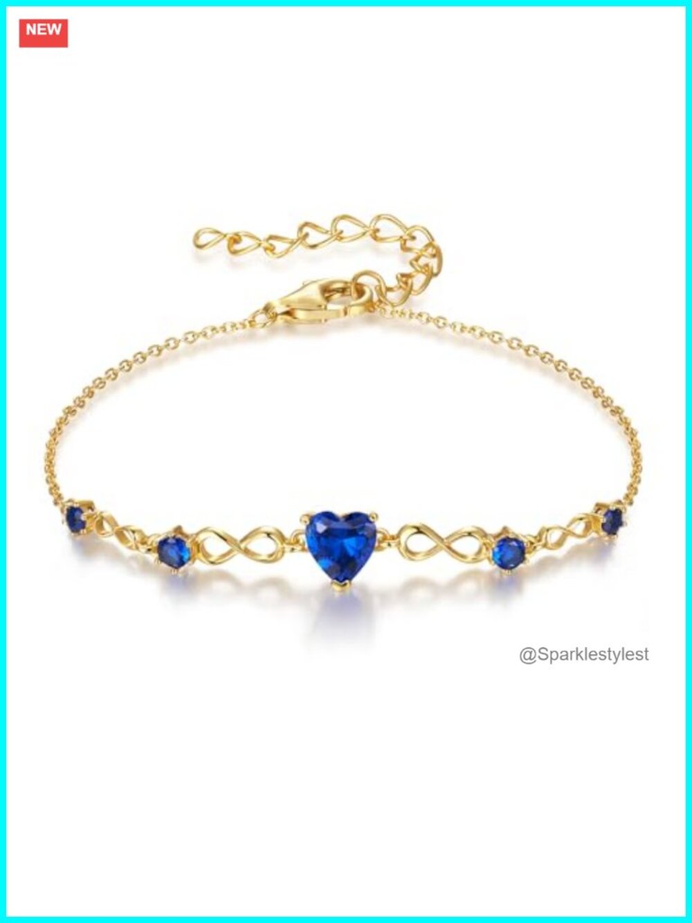 925 Sterling Silver Infinity Heart Birthstone Bracelet Women Adjustable Chain